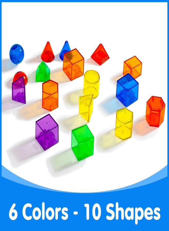 Odoorgames 60 Pieces 3D Shapes for Teaching - Geometric Solids for Kids,Light Table Manipulatives,Translucent Toy for Light Table - Image 4